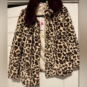BUDDY LOVE LARGE GARNET AND LEOPARD FUR COAT